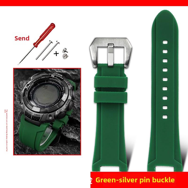 Lightweight Titanium Strap For Casio Watch Protrek PRG-240 PRG-130Y PRW-1500 Concave End Metal Bracelet Men Silicone Rubber Band