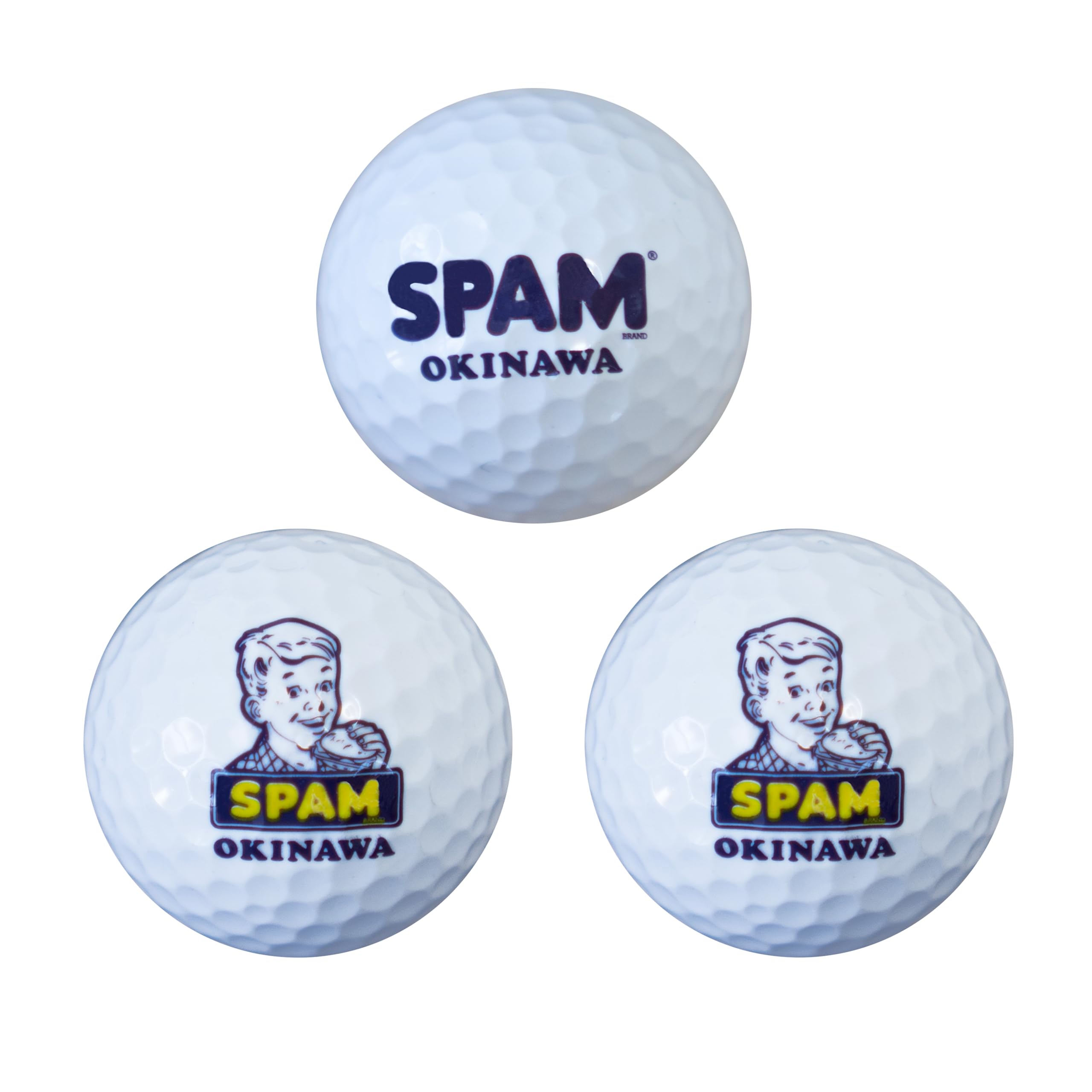 

SPAM Golf Balls 3-pack Okinawa Limited Edition Old Boy Design Golf Ball White Local Souvenir T-shirt Coordination spamt