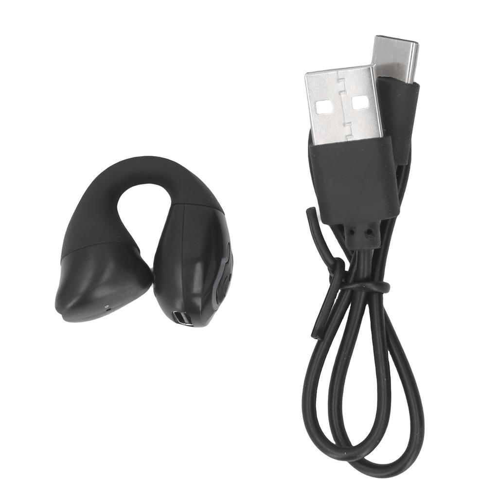 Bluetooth V5.4 Earbud Single Side Open Ring Clamp On Wireless Earphone for Sports Business Work Black