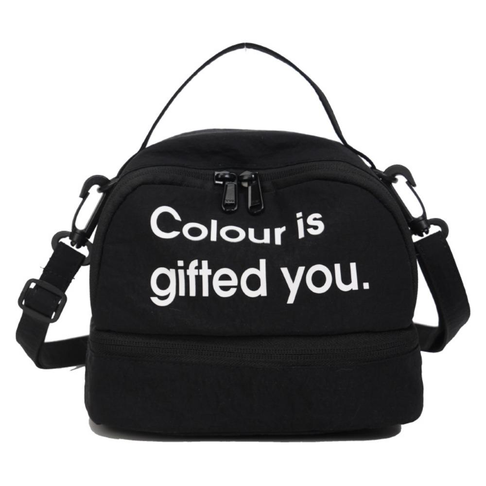 

Contrast Color Nylon Crossbody Bag Letter Women s Handbag Casual Shell Shoulder Bag Unisex чёрный