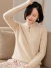 2025 Fall/Winter Women's Cashmere Sweater: Chinese Style Stand Collar with Frog Button, Warm Loose Fit Base Layer.