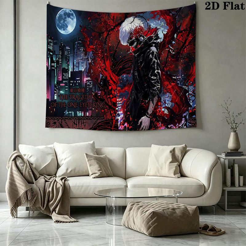 Ken kaneki anime Wall Tapestry Aesthetic Wall Hanging Printed Fabric Blanket Decorative Tapestries for Bedroom Living Room Home Decor