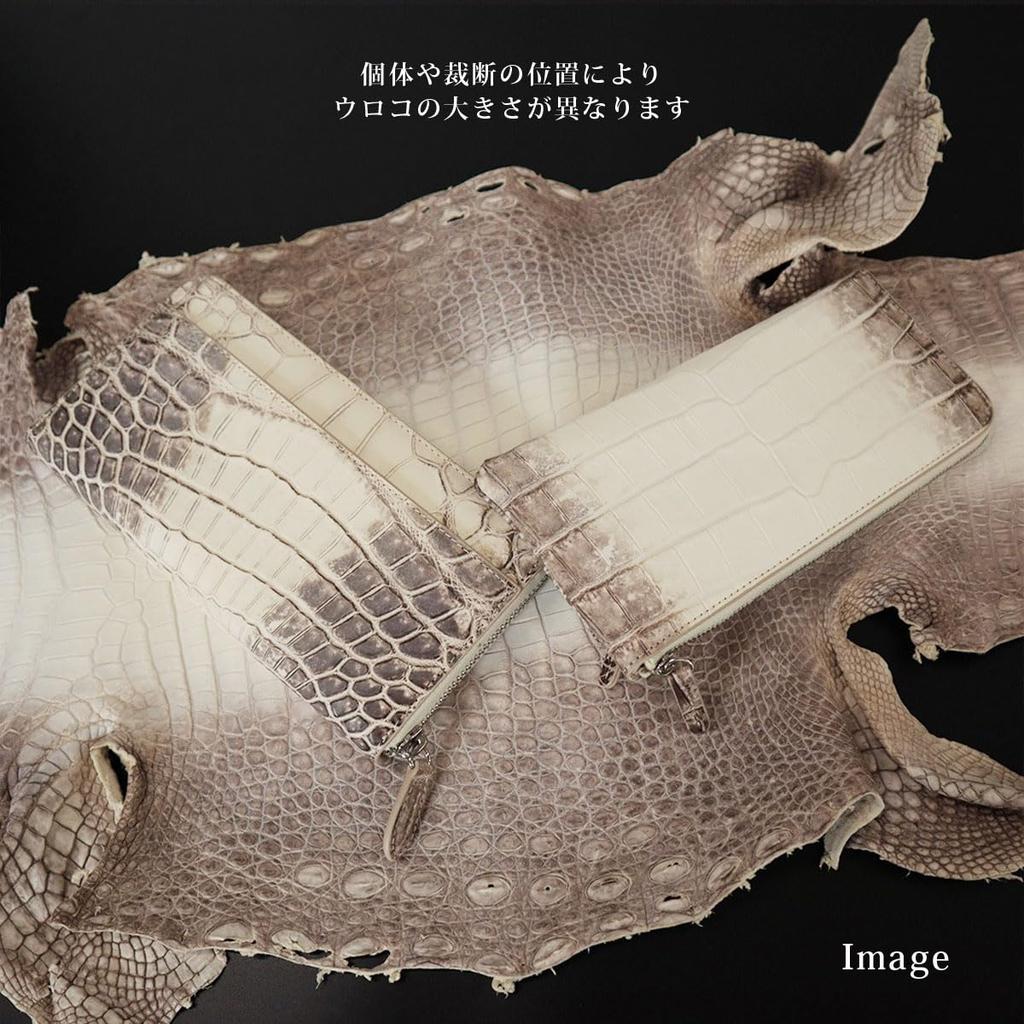 Himalaya-Krokodil Lange Geldbörse für Damen und Herren, aus einem einzigen Stück echtem Krokodilleder gefertigt, mit Rundum-Reißverschluss, Münzfach, Karten