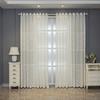 Bohemian French Plant Jacquard Semi-Sheer Curtains, Grommet Top, Modern Textured Fabric, Light Filtering, Home Decor for Bedroom, Living Room, Balcony