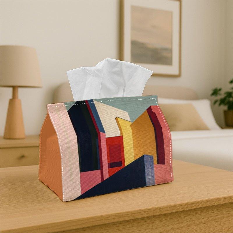 1pc Modern Abstract Tissue Holder with Urban Geometric Patterns - Sturdy Polyester Suitable for Festive Tables, Bathroom & Decor, Decorative Holder Fo
