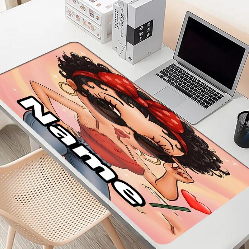 Custom Name Personalized Betty Boop Pattern Mousepad, Laptop PC Desk Mat, Decorative Desk Mat for Home Keyboard Pad Gift