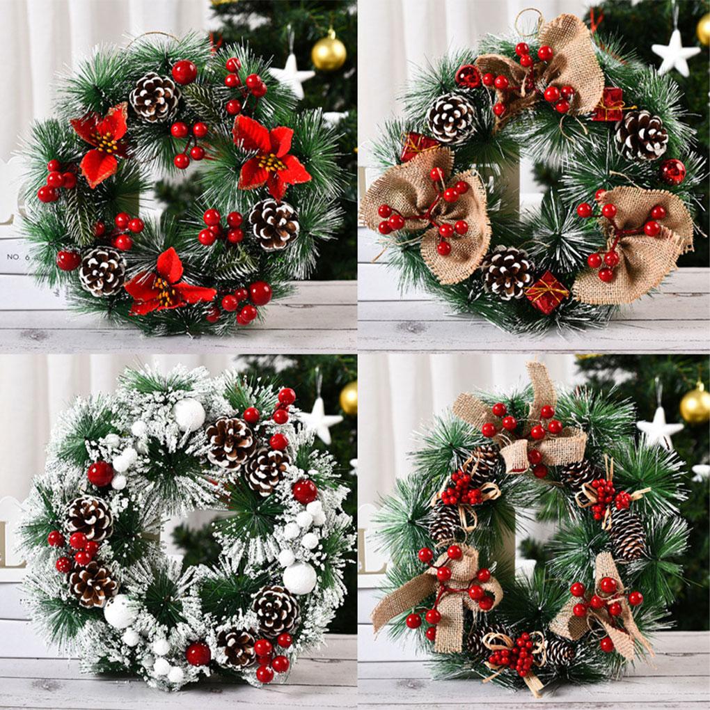 PVC Christmas Wreath Artificial Garland Decorations Household Decor Wall Door Flowers Hanging Ornaments Xmas Garlands
