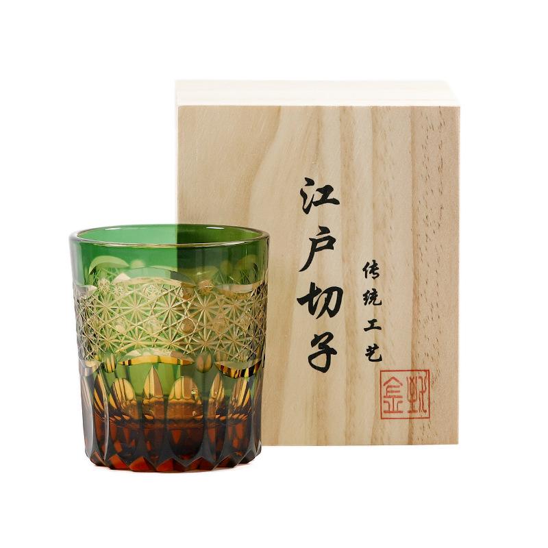Jinzhi Japanisches Edo-Schliff handgeschnitztes Kristallglas Whiskey Weinglas Riwei Dawning Nische Locke-Glas