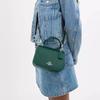 Coach Lysa 18 Metal Logo Detachable Shoulder Strap Crossgrain Leather Shoulder Tote Bag Small Women Handbags Emerald-Green CX575-SVDM9