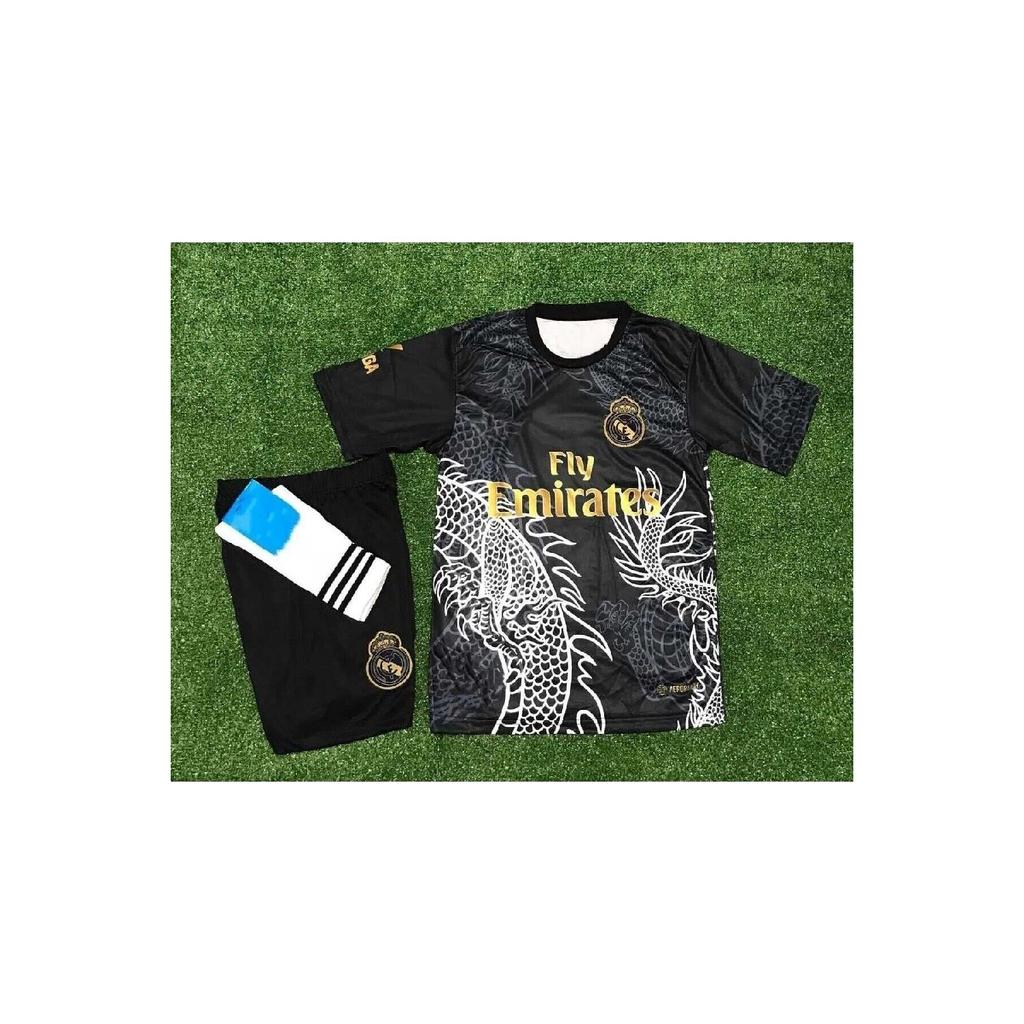2023/24 Dragon (dragon) Patterned Cristiano Ronaldo Children's Jersey Short Socks 3 -piece Set (black)