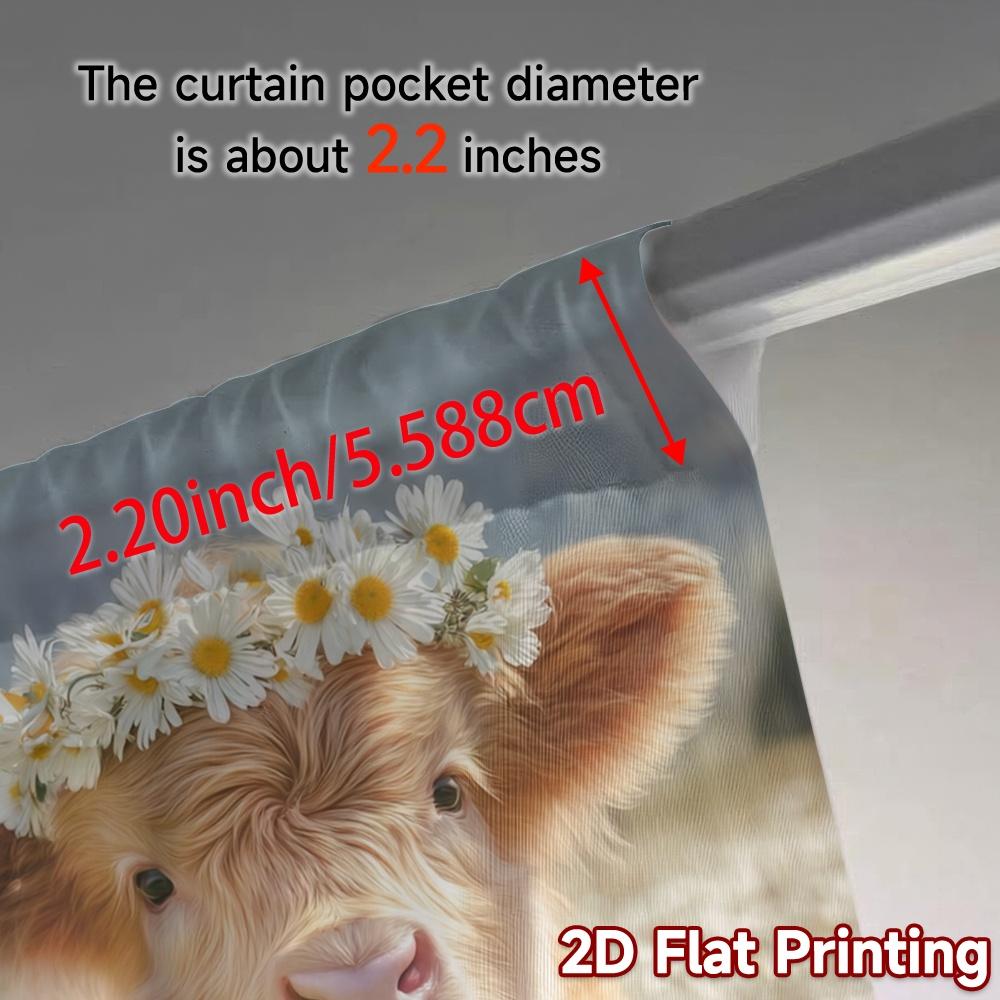 2pcs, 2D FLAT PRINTING Curtains (Without Rod) Daisy Calf Popular Fashionable Curtains Versatile Polyester Fabric Curtains Art