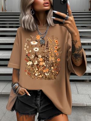 Übergroßes Damen-T-Shirt Sommermode Gezeichnet Bedruckt Lässiges Kurzarm-Oberteil Pullover Bequem Große Größen Trendiges Outfit