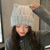 Thickened Beanie Hat Cat Ear Skullies Hat Cute Winter Hat  for Women