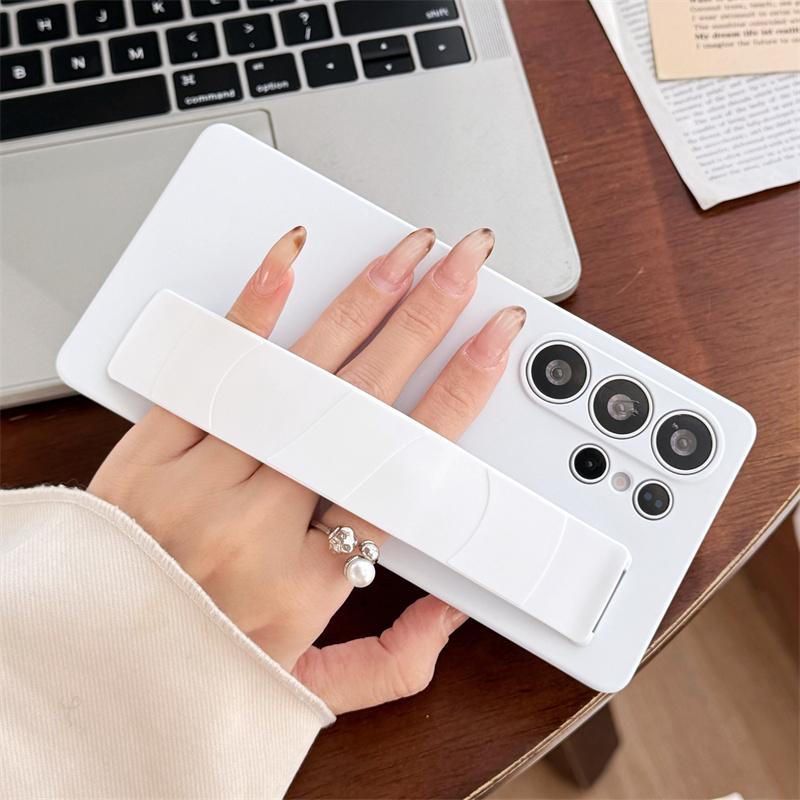 Luxusní matný elastický silikonový náramek pouzdro na telefon pro Samsung S25 S24 S23 Ultra S25 Plus Tvrdý PC Průhledný Nárazuvzdorný Zadní Kryt