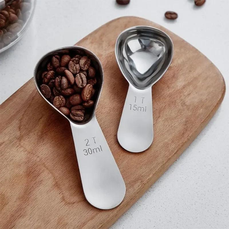 Kaffeelöffel aus Edelstahl Kaffeemesslöffel für gemahlenen Kaffee 16ml/30ml Bohnen Tee Zucker Zarte Heim-Barista-Accessoires
