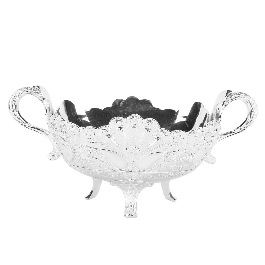 Alloy Serving Bowl Peacock Print European Style Quadrate Vintage Fruit Bowl for Living Room Office