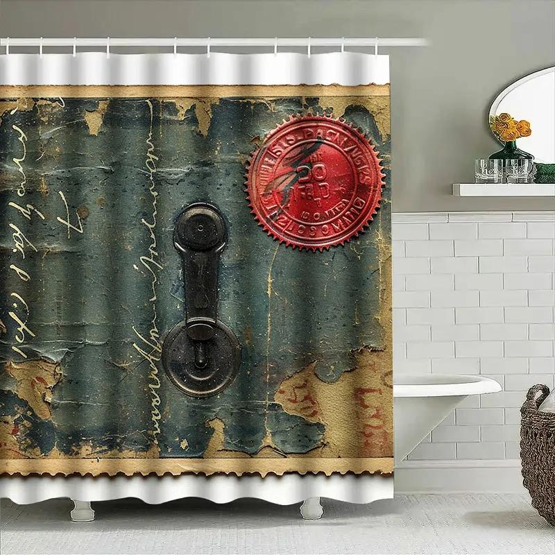 Vintage Postcard Waterproof Shower Curtain For Bathroom Decor, High-Quality Material Perfect For Modern Bathrooms