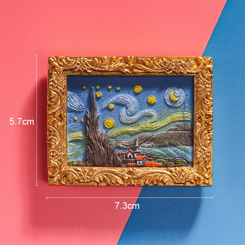 World famous painting Van Gogh painting Picture frame 3d fridge magnets starry sky sunflower siesta refrigerator stickers gifts
