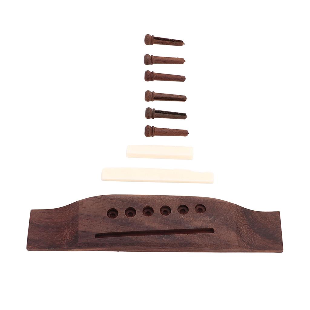 Acoustic Guitar Bridge Parts Replacement Accessories Rosewood Pins Bone Nut Saddle Set