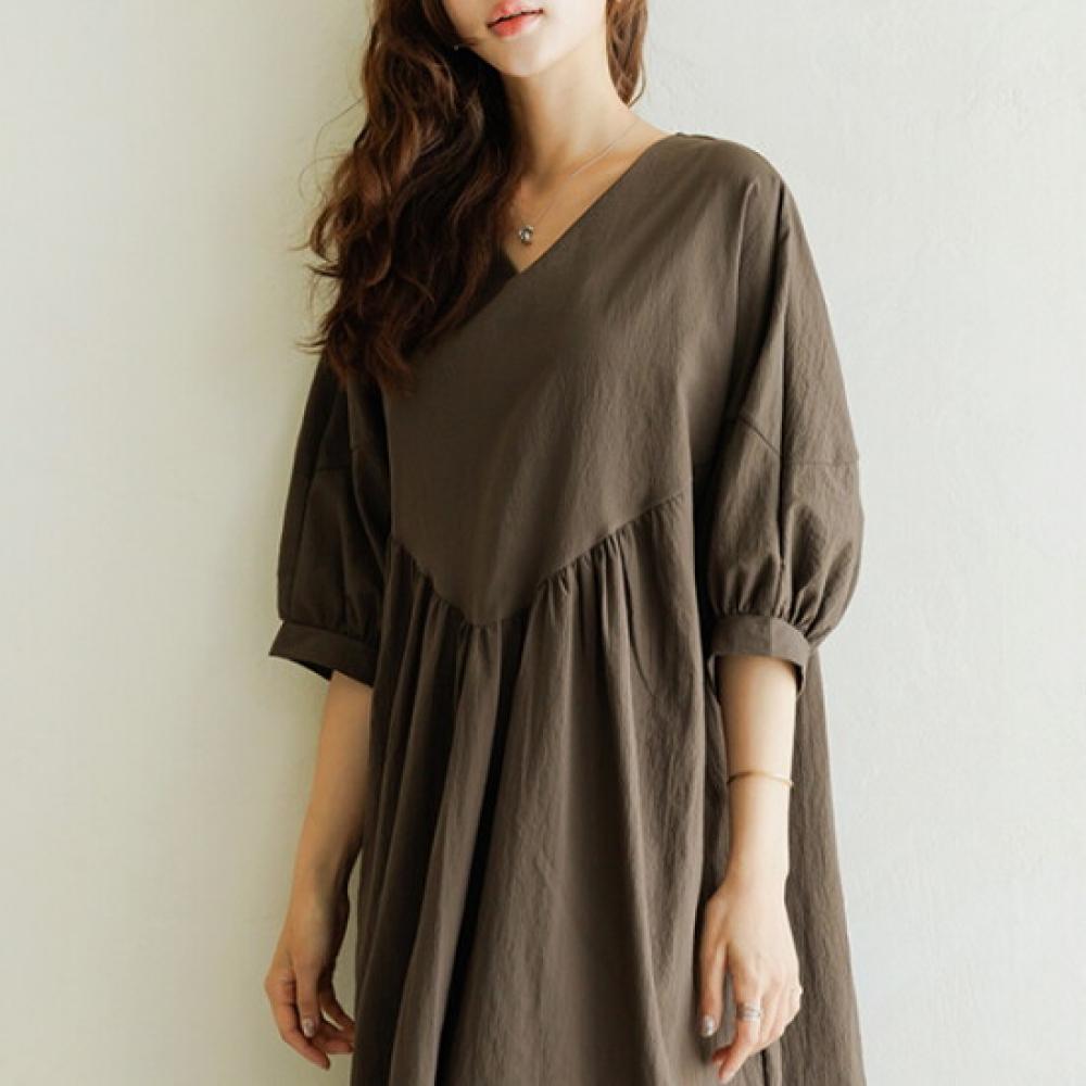 Dedra V Neck Shearing Dress Opf3010