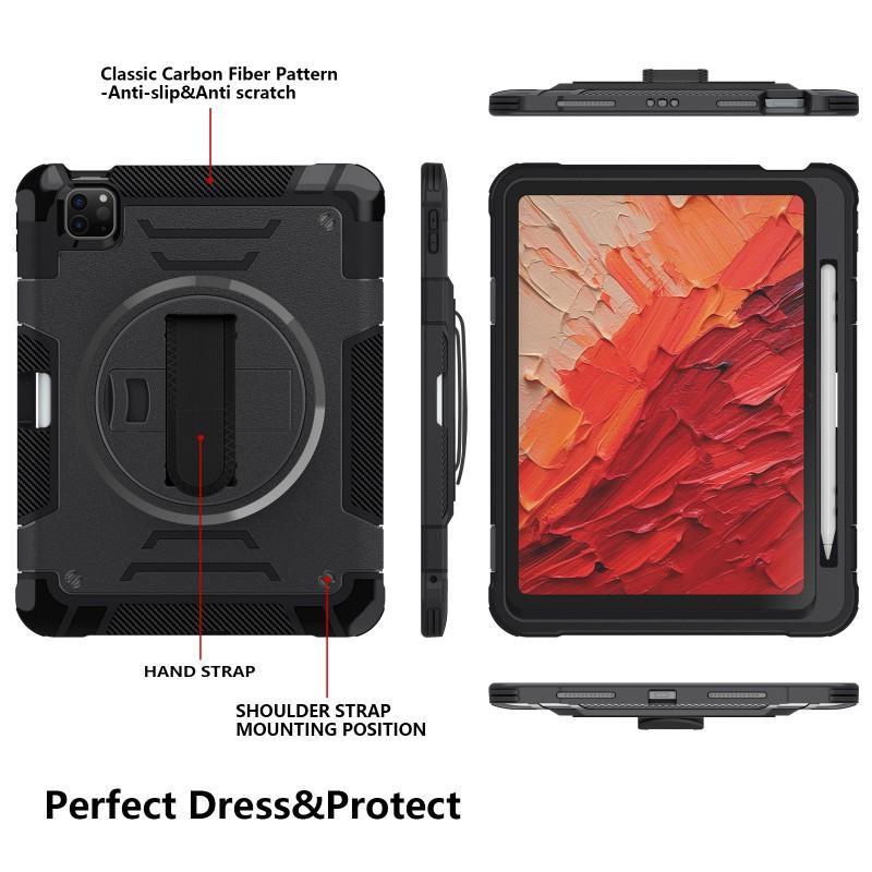 Shockproof IPad Air Pro Case With Cushion Hand Strap Kickstand 10.2 10.5 11 12.9 Inch Tablets