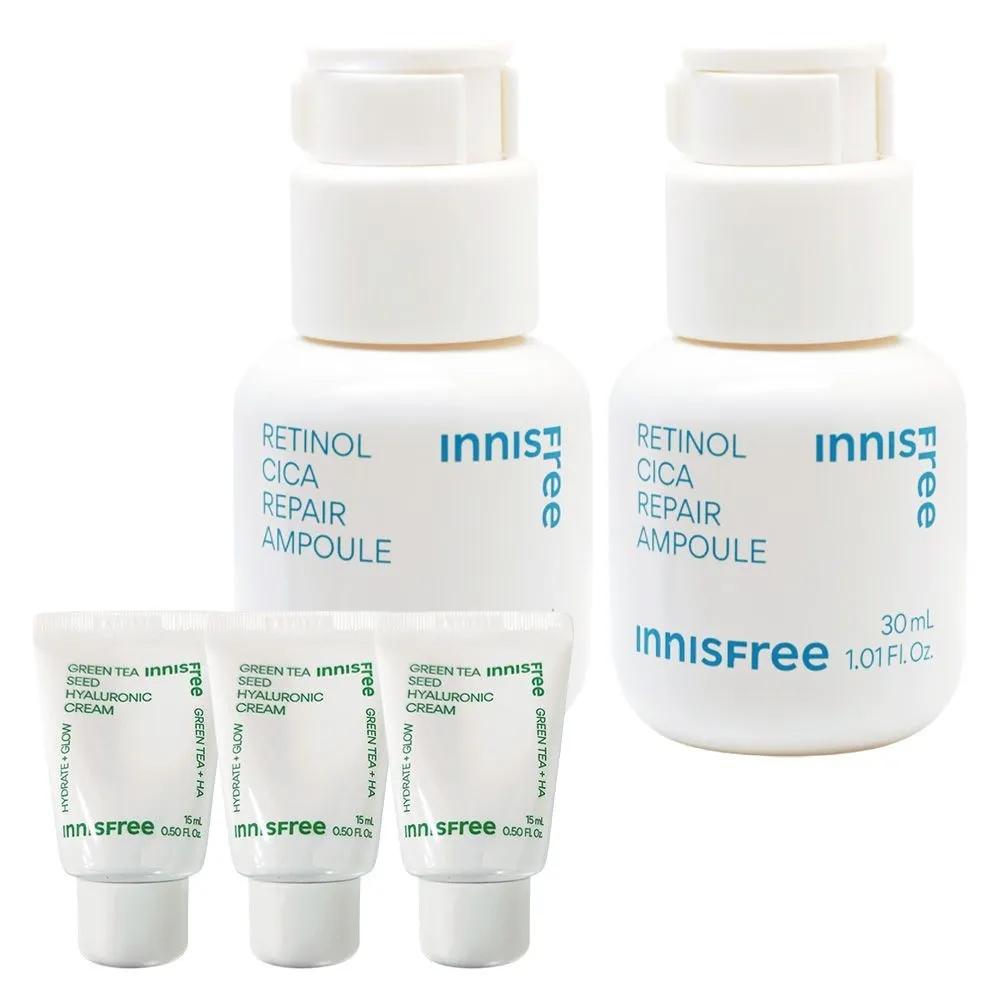 Ампула Innisfree Retinol Cica Blemish 30 мл+30 мл+Крем с гиалуроновой кислотой 15 мл x 3
