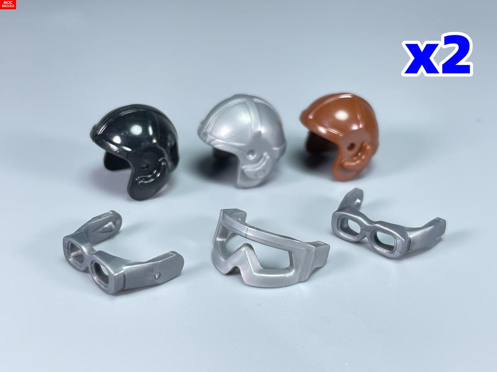 MOC Bricks 30170 30171 Pilot helmet Headgear Visor goggles 4cm Figure Wear DIY Building Blocks Toys Birthday Gifts