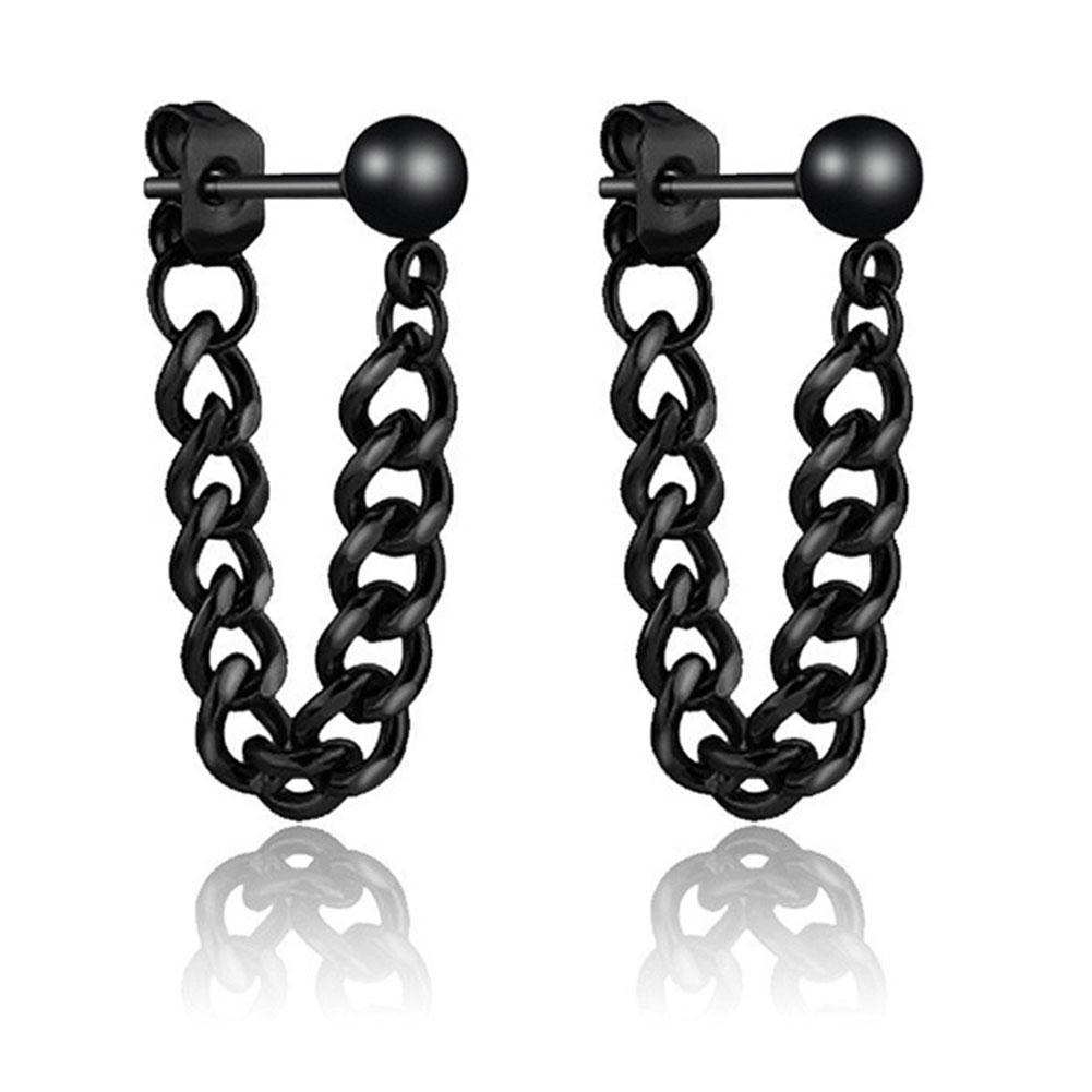 1 Pair Punk Stainless Steel Stud Earrings Black Earrings Set For Men Women Vintage Hip Hop Piercing Ear Fashionable and Minimalist Jewelry