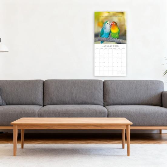 2026 Kisses Square Wall Calendar 16-Month Cute Animal Theme Planner from Sep 2025 12x12 Inch Hanging Schedule Organizer