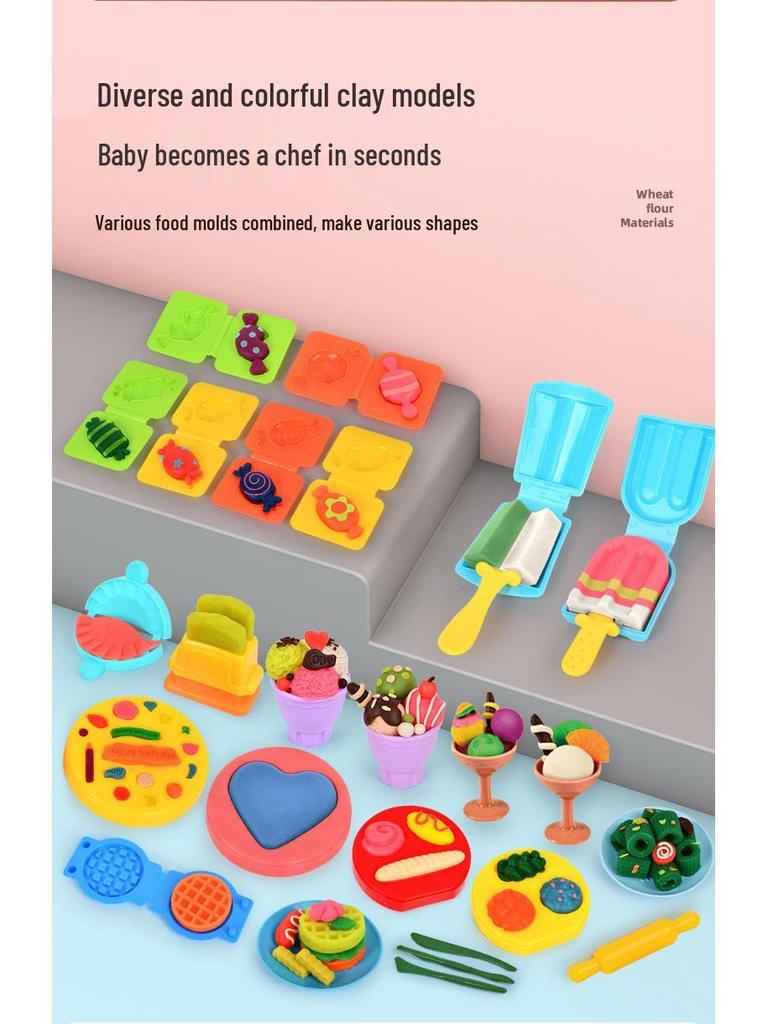 DIY Cake & Ice Cream Play Dough Noodle Maker Set - Clay Molds & Tools for Kids