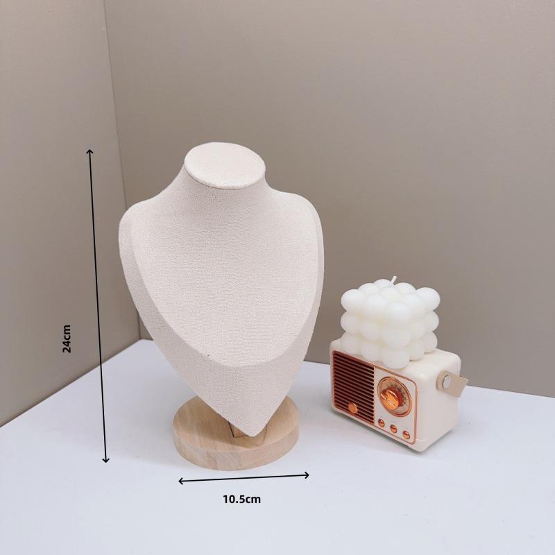 Solid Wood Necklace & Jewelry Display Stand with Portrait Model for Accessories, Rings, and Bracelets