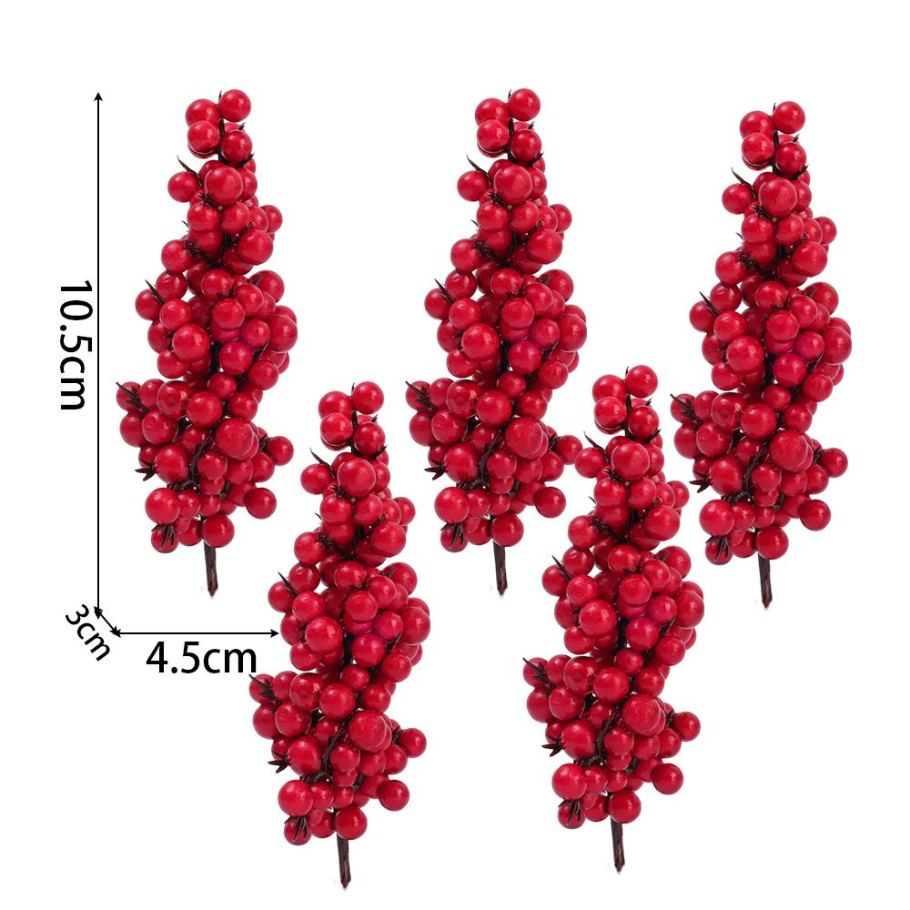 

5-50Pcs Artificial Holly Berries Mini Red Simulation Cherry Stamen Xmas Tree Hanging Christmas Party New Year DIY Decoration 5PCS
