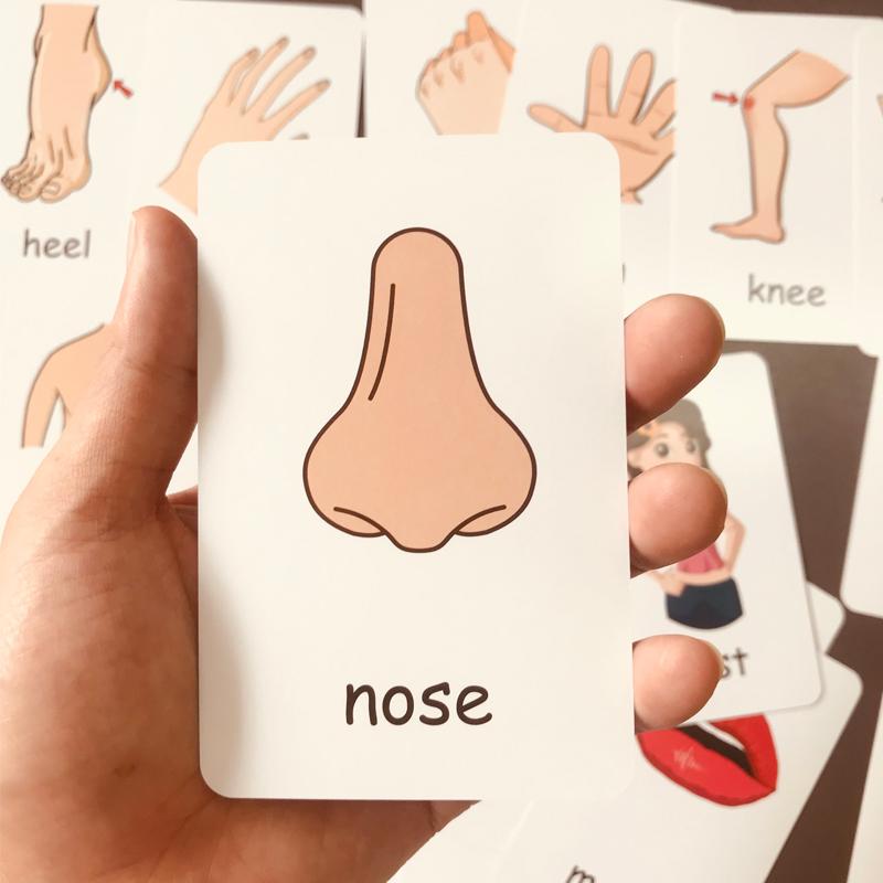 Copii învățare timpurie model de figuri de cuvinte engleze card carduri de buzunar flash jucării pentru copii rechizite pentru clasă cadou