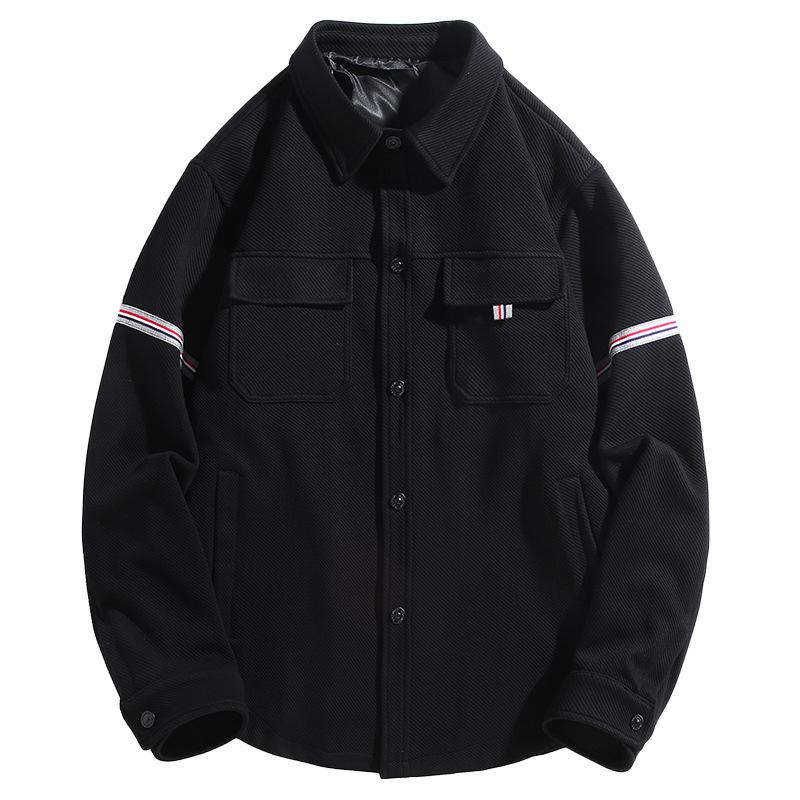 

Мужская куртка в стиле рубашки больших размеров весной и осенью, куртка для спецодежды большого размера, модный повседневный свободный толстый мужчина 4XL-10XL 9XL чёрный