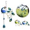 Creative Handcraft Wind Chime Peacock Hanging Ornament Craft Birthday Gifts Iron+Glass Painted Garde