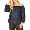 Womens/Ladies Sequin Off-the-Shoulder Blouse