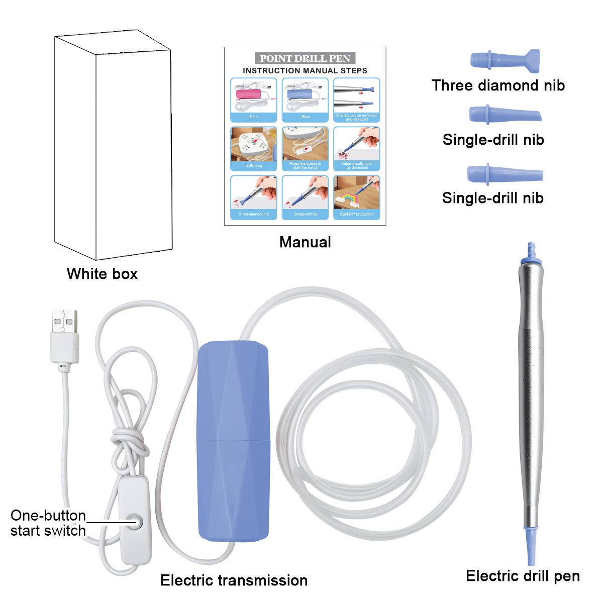 

New USB electric Dot Drill Pen Diamond Dot Drill PenDIY Manual Painting Set Multi-Stick Drill Tool Children Gift Educational Toy синий