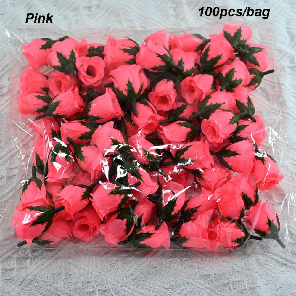 100PCS/bag 3.5*5cm Artificial Bud Flower 10 Colors Christmas Decorative Wreaths Brooch Home Decor