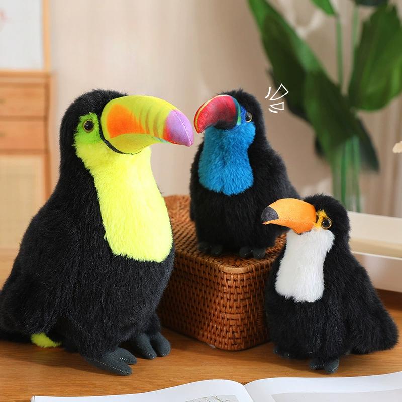 Simulated Toucan Plush Toy Lovely Cartoon Fluffy Soft Bird Cute Realistic Stuffed Animal Doll Birthday Gift Kawaii Home Decor