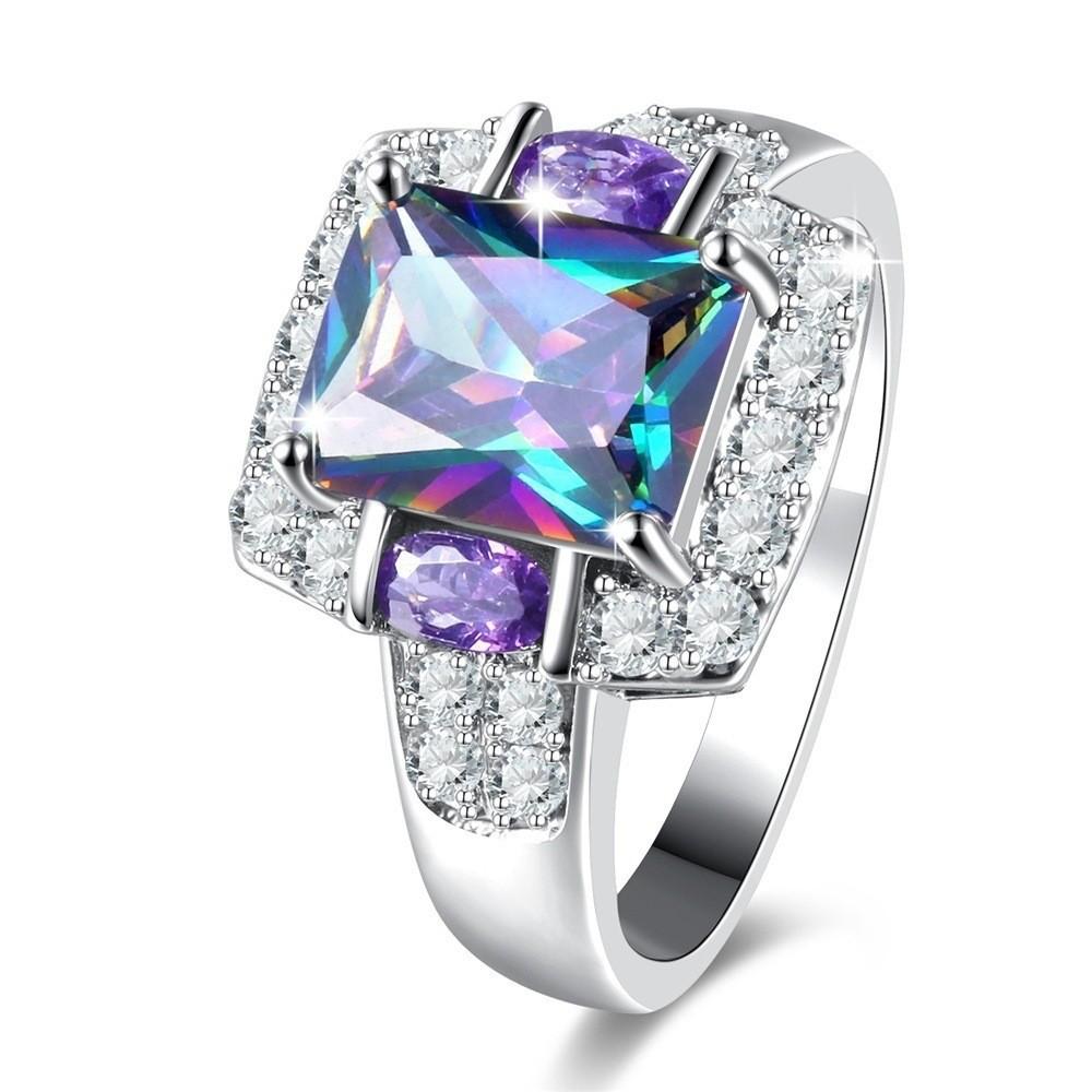 Personalized Retro Style Colorful Zircon Series Ring, Party Jewelry