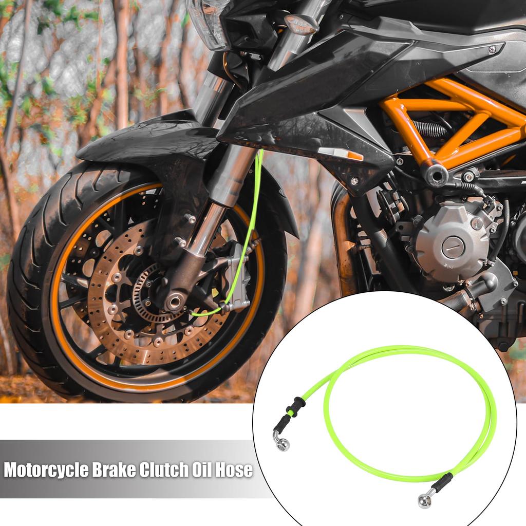 Motoforti Motorcycle Brake Clutch Hose Hose Hydraulic Reinforced Motorcycle Stainless Steel 28°+90° Green 130cm