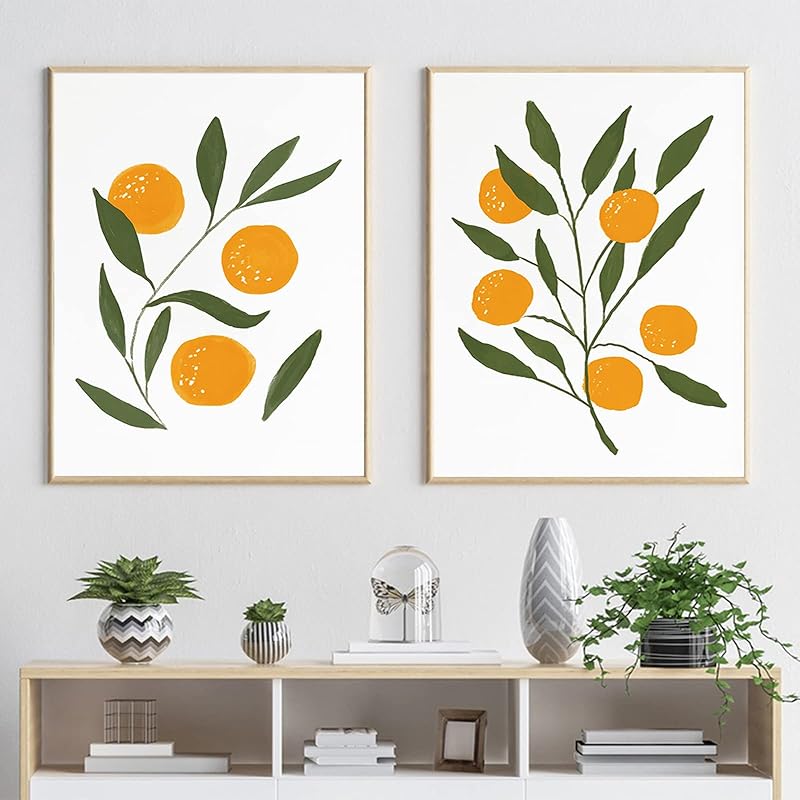 

Colorful Fruit Art Print Abstract Lemon Orange Canvas Painting Watercolor Lemon Wall Art Fruit Botanical Prints Posters Wall Art Boho Watercolour 12x16Inch Unframed