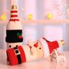 24TE Couvre-bouteille de vin de Noël Décorations de Joyeux Noël Tricot Père Noël Bonhomme de neige Sac Cadeau Bonbon pour la Maison Nouvel An