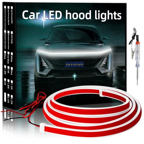 Car LED Tape Light, 12V Flowing LED Tape, Hood Light, Delight, DRL, Truck, SUV, Ultra-thin, Waterproof, Silicone, Universal, 1.8M, White