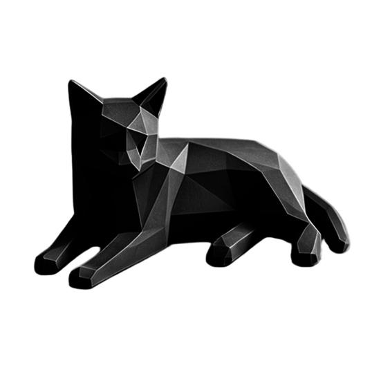 Cat Statues for Home Decor 3D Printed Geometric Figurine, Minimalist Desktop Sculpture Lovers, Polyhedron Art Crafts Office Nordic Style Small Animal
