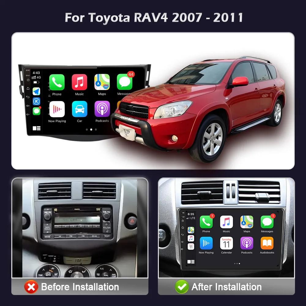 Android 14 Bluetooth Wireless CarPlay For Toyota RAV4 2007-2011 Touch Screen Stereo Car Radio Multimedia Navigation Head Unit