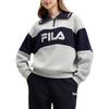 FILA Original Logo Embroidered Color Block Loose Casual Pullover American Style Half Zip Sweatshirt Women sweatshirt F11W519204F-MG