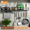 Kitchen Organizer with Stainless Steel, Hole-Free, Multi-functional Spice, Chopstick, and Knife Wall-Mounted Integrated Storage