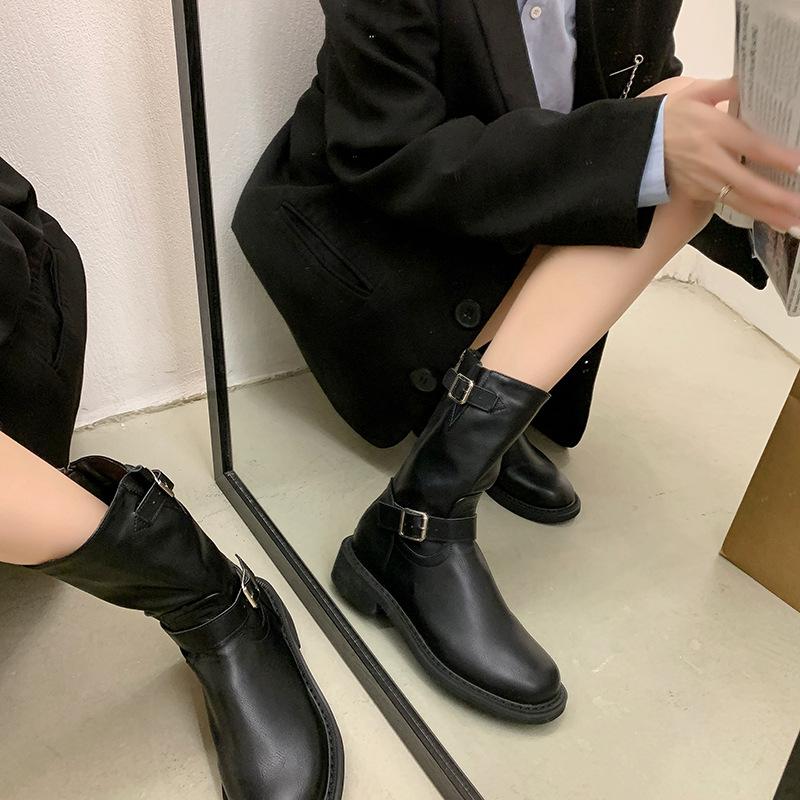 

Модные сапоги на грубом каблуке, короткие рыцарские сапоги, женские ретро-сапоги средней высоты, ковбойские сапоги в стиле вестерн, женские сапоги-мартинсы 40 чёрный