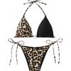 New European and American Bikini Triangle Soft Bag Sexy Leopard Print Swimsuit Neck Halter